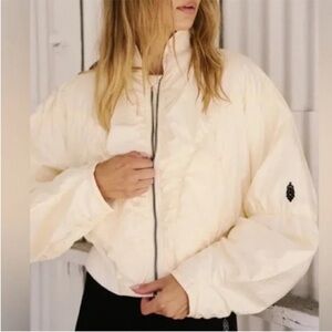 FP Movement XSmall Jacket Glitz Blitz Bomber Jacket in Ivory Free People